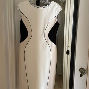 Size 0P Women's dress by Ann Taylor; white, cream and black